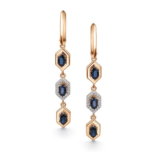 Серьги с сапфирами и бриллиантами из золота 585 пробы арт. 25630-102