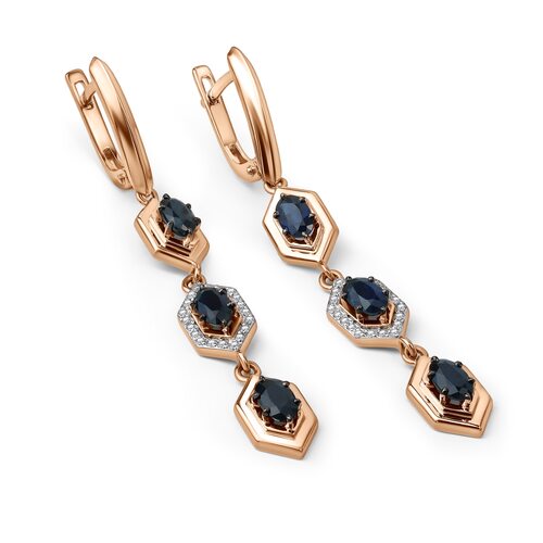Серьги с сапфирами и бриллиантами из золота 585 пробы арт. 25630-102