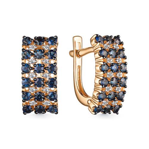 Серьги с сапфирами и бриллиантами из золота 585 пробы