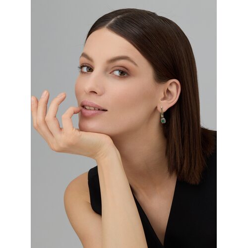 Серьги с изумрудами и бриллиантами из золота 585 пробы