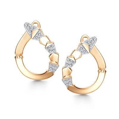 Серьги "Змеи" с бриллиантами из золота 585 пробы