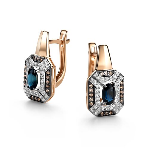 Серьги с сапфирами и бриллиантами из золота 585 пробы