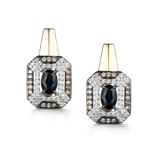 Серьги с сапфирами и бриллиантами из золота 585 пробы