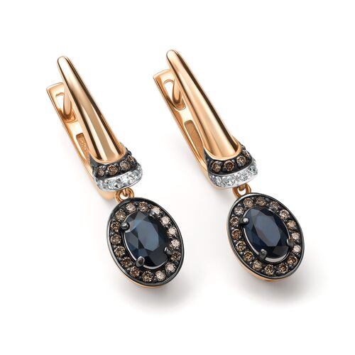 Серьги с сапфирами и бриллиантами из золота 585 пробы