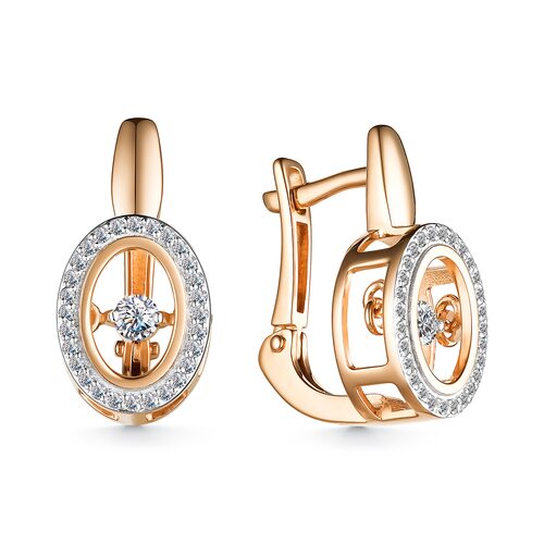 Серьги с танцующими бриллиантами из золота 585 пробы