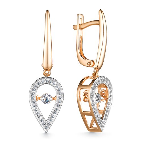 Серьги с танцующими бриллиантами из золота 585 пробы