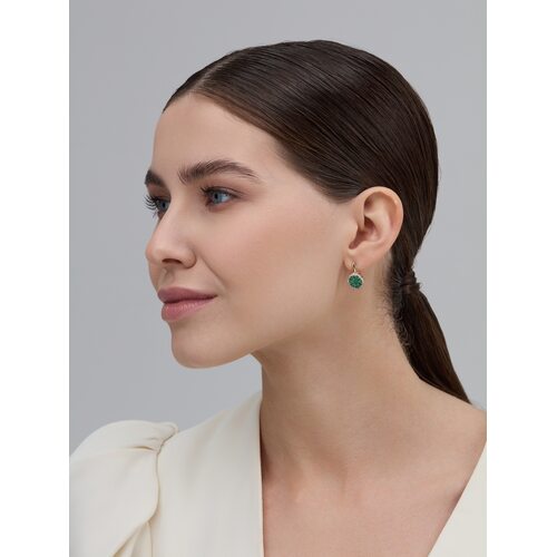 Серьги "Цветы" с изумрудами и бриллиантами из золота 585 пробы