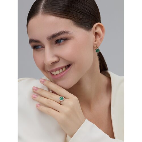 Серьги "Цветы" с изумрудами и бриллиантами из золота 585 пробы