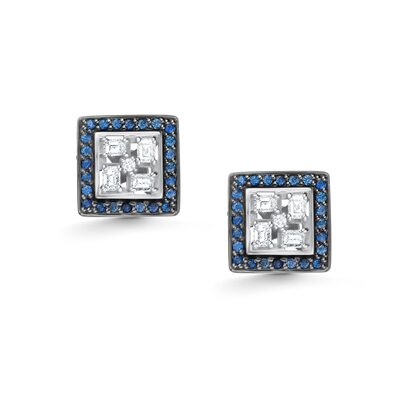 Серьги с сапфирами и бриллиантами из белого золота 585 пробы