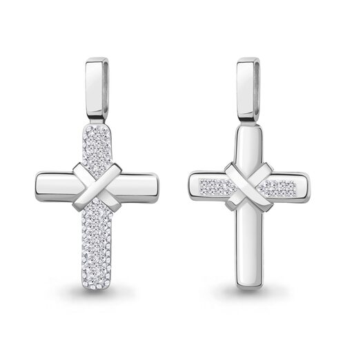 Декоративный крест с ювелирным стеклом из серебра 925 пробы