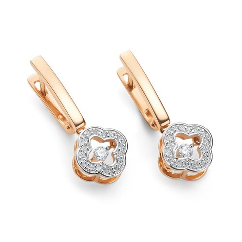 Серьги "Клевера" с танцующими бриллиантами из золота 585 пробы