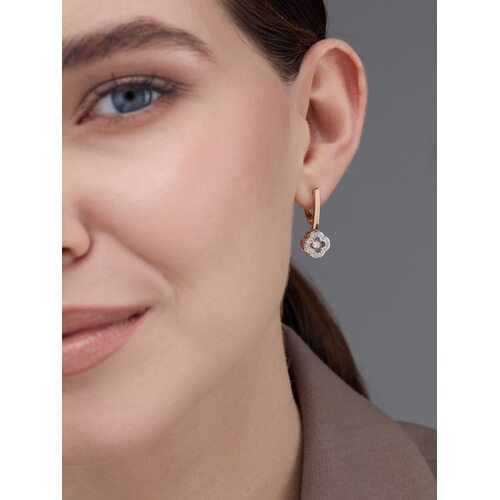 Серьги "Клевера" с танцующими бриллиантами из золота 585 пробы