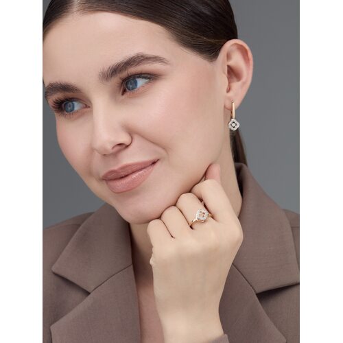 Серьги "Клевера" с танцующими бриллиантами из золота 585 пробы