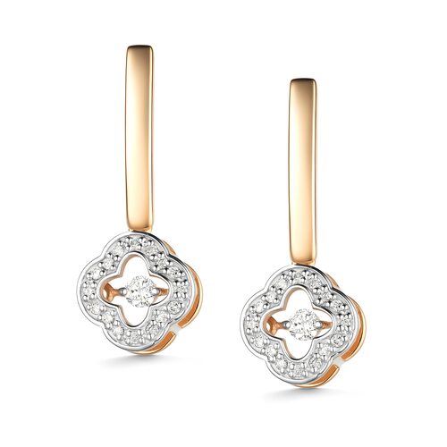 Серьги "Клевера" с танцующими бриллиантами из золота 585 пробы