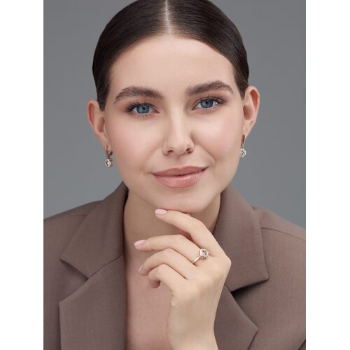 Серьги "Клевера" с танцующими бриллиантами из золота 585 пробы