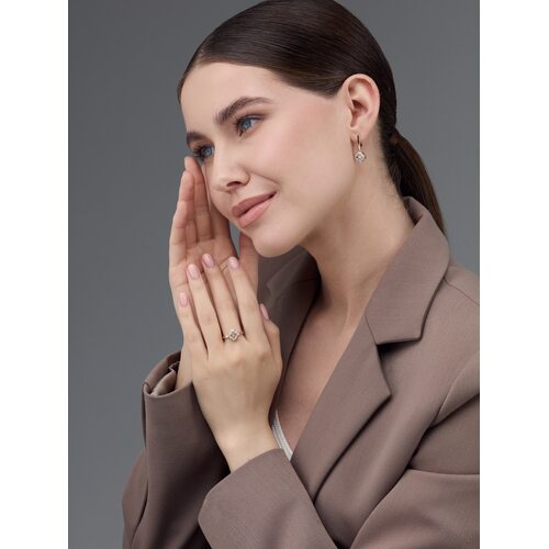 Серьги "Клевера" с танцующими бриллиантами из золота 585 пробы