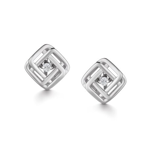 Серьги с бриллиантами из белого золота 585 пробы