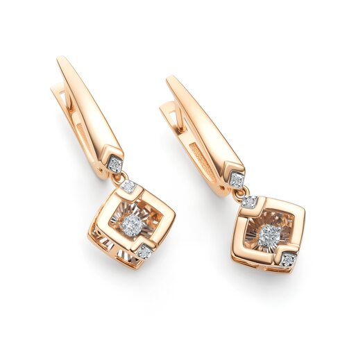 Серьги с танцующими бриллиантами из золота 585 пробы