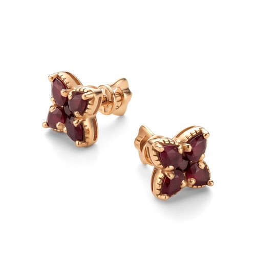 Серьги "Цветы" с рубинами из золота 585 пробы