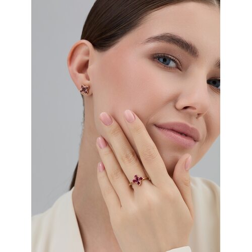 Серьги "Цветы" с рубинами из золота 585 пробы