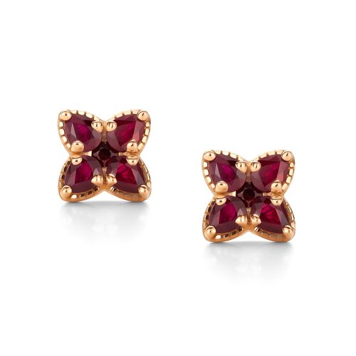 Серьги "Цветы" с рубинами из золота 585 пробы