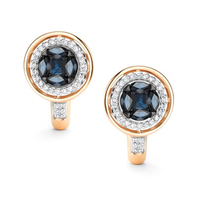 Серьги с сапфирами и бриллиантами из золота 585 пробы