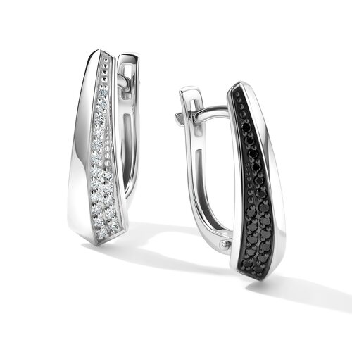 Серьги с бриллиантами из белого золота 585 пробы арт. 26212-213