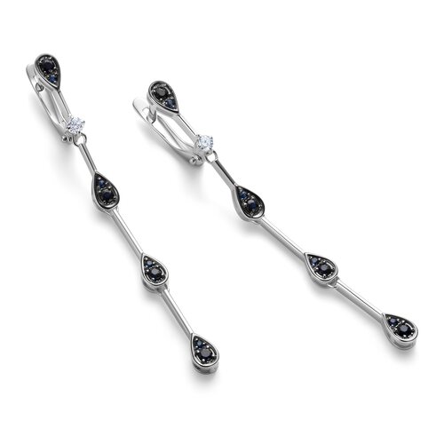 Серьги с сапфирами и бриллиантами из белого золота 585 пробы