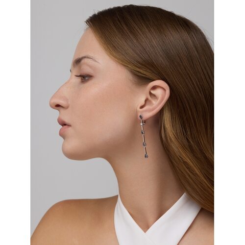 Серьги с сапфирами и бриллиантами из белого золота 585 пробы