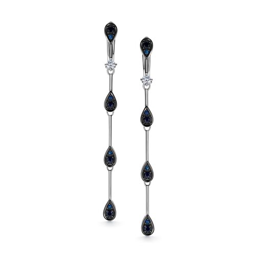 Серьги с сапфирами и бриллиантами из белого золота 585 пробы