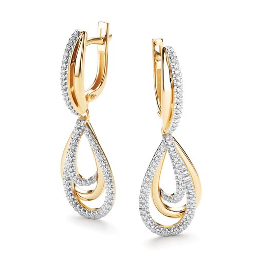 Серьги с бриллиантами из желтого золота 585 пробы