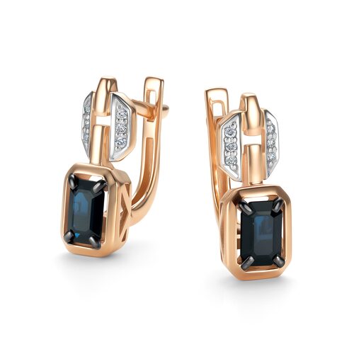 Серьги с сапфирами и бриллиантами из золота 585 пробы