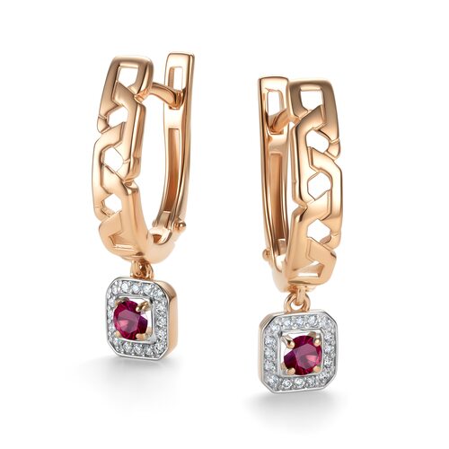 Серьги с рубинами и бриллиантами из золота 585 пробы