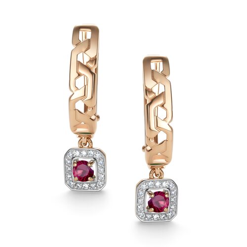 Серьги с рубинами и бриллиантами из золота 585 пробы