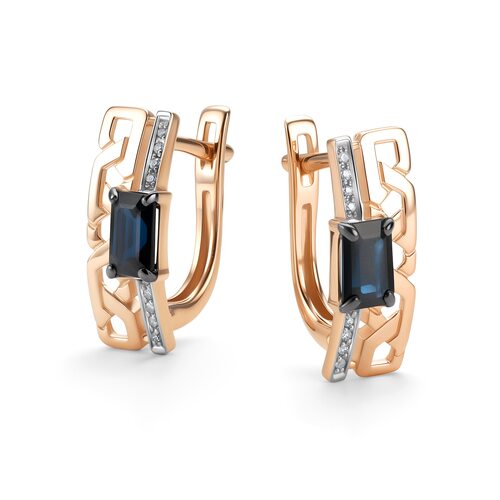 Серьги с сапфирами и бриллиантами из золота 585 пробы арт. 26376-102