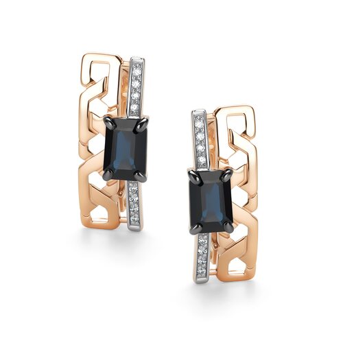 Серьги с сапфирами и бриллиантами из золота 585 пробы