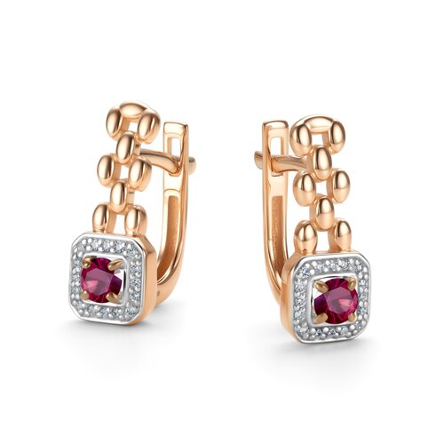 Серьги с рубинами и бриллиантами из золота 585 пробы арт. 26378-103