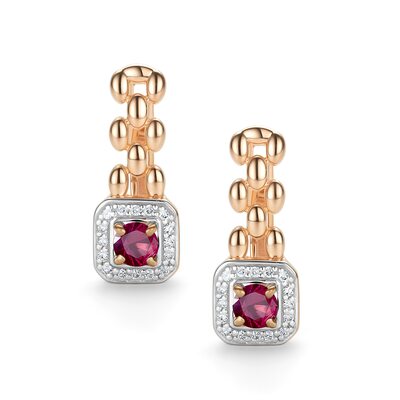 Серьги с рубинами и бриллиантами из золота 585 пробы