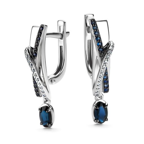 Серьги с сапфирами и бриллиантами из белого золота 585 пробы арт. 26427-202