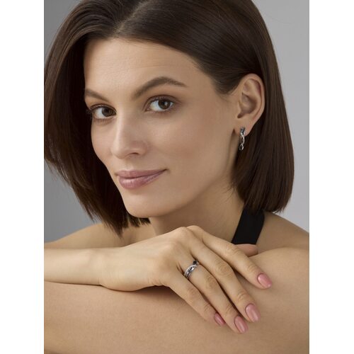 Серьги с сапфирами и бриллиантами из белого золота 585 пробы арт. 26427-202