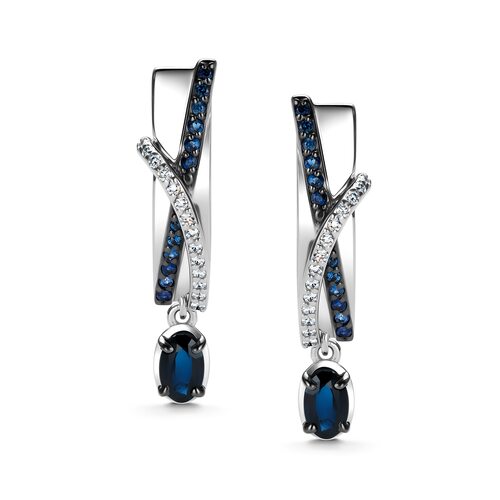 Серьги с сапфирами и бриллиантами из белого золота 585 пробы