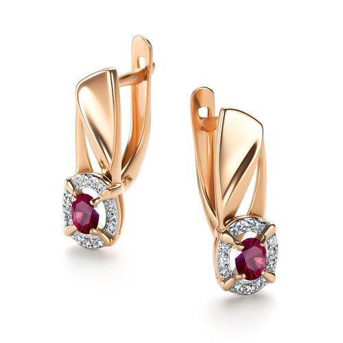 Серьги с рубинами и бриллиантами из золота 585 пробы