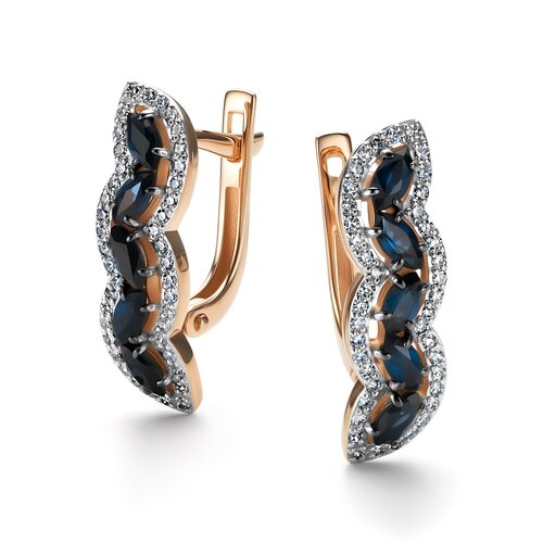 Серьги с сапфирами и бриллиантами из золота 585 пробы