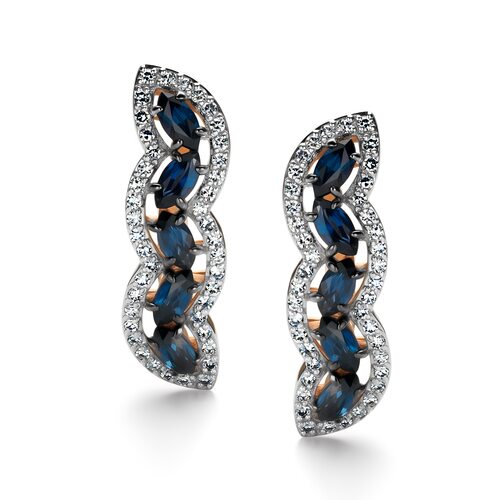 Серьги с сапфирами и бриллиантами из золота 585 пробы