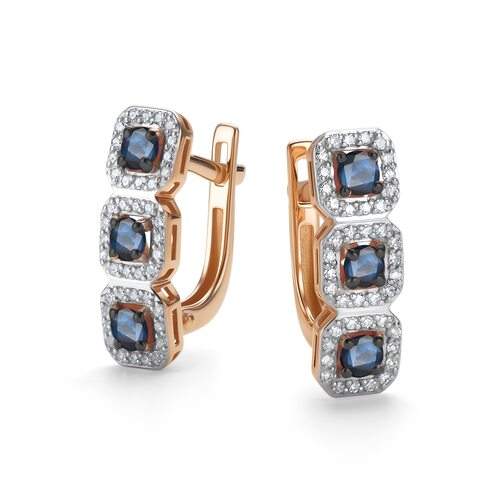 Серьги с сапфирами и бриллиантами из золота 585 пробы