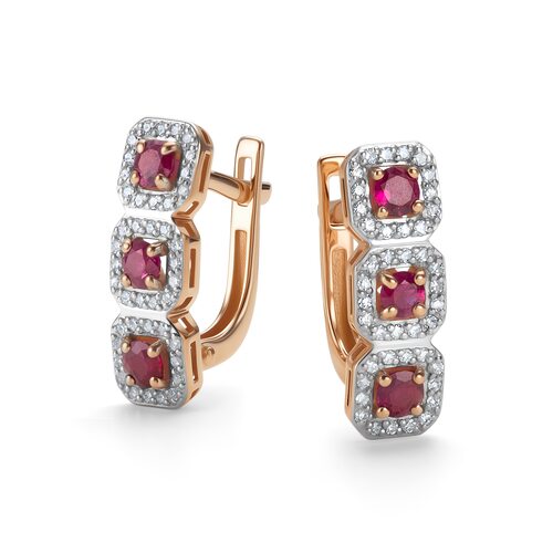 Серьги с рубинами и бриллиантами из золота 585 пробы