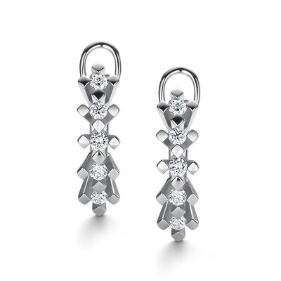 Серьги с бриллиантами из белого золота 585 пробы