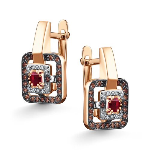 Серьги с рубинами и бриллиантами из золота 585 пробы
