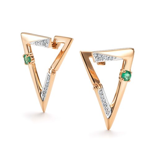 Серьги с изумрудами и бриллиантами из золота 585 пробы арт. 26847-101