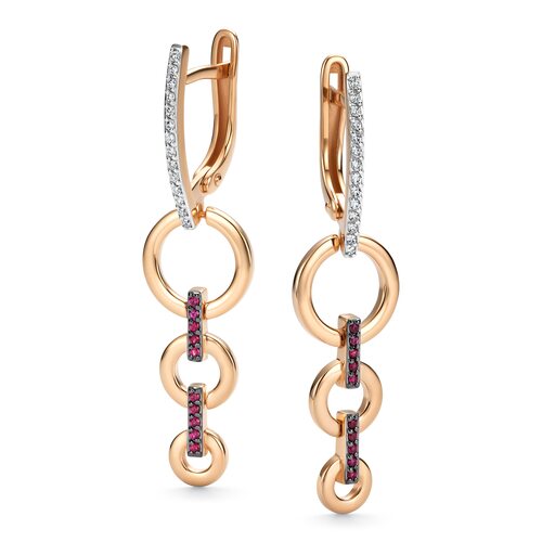 Серьги с рубинами и бриллиантами из золота 585 пробы